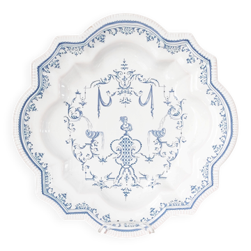 Deep plate with blue Moustiers decoration