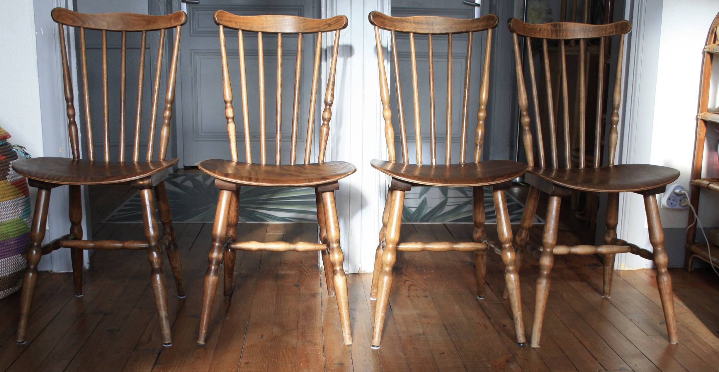 Set of 4 Tacoma Baumann slatted chairs