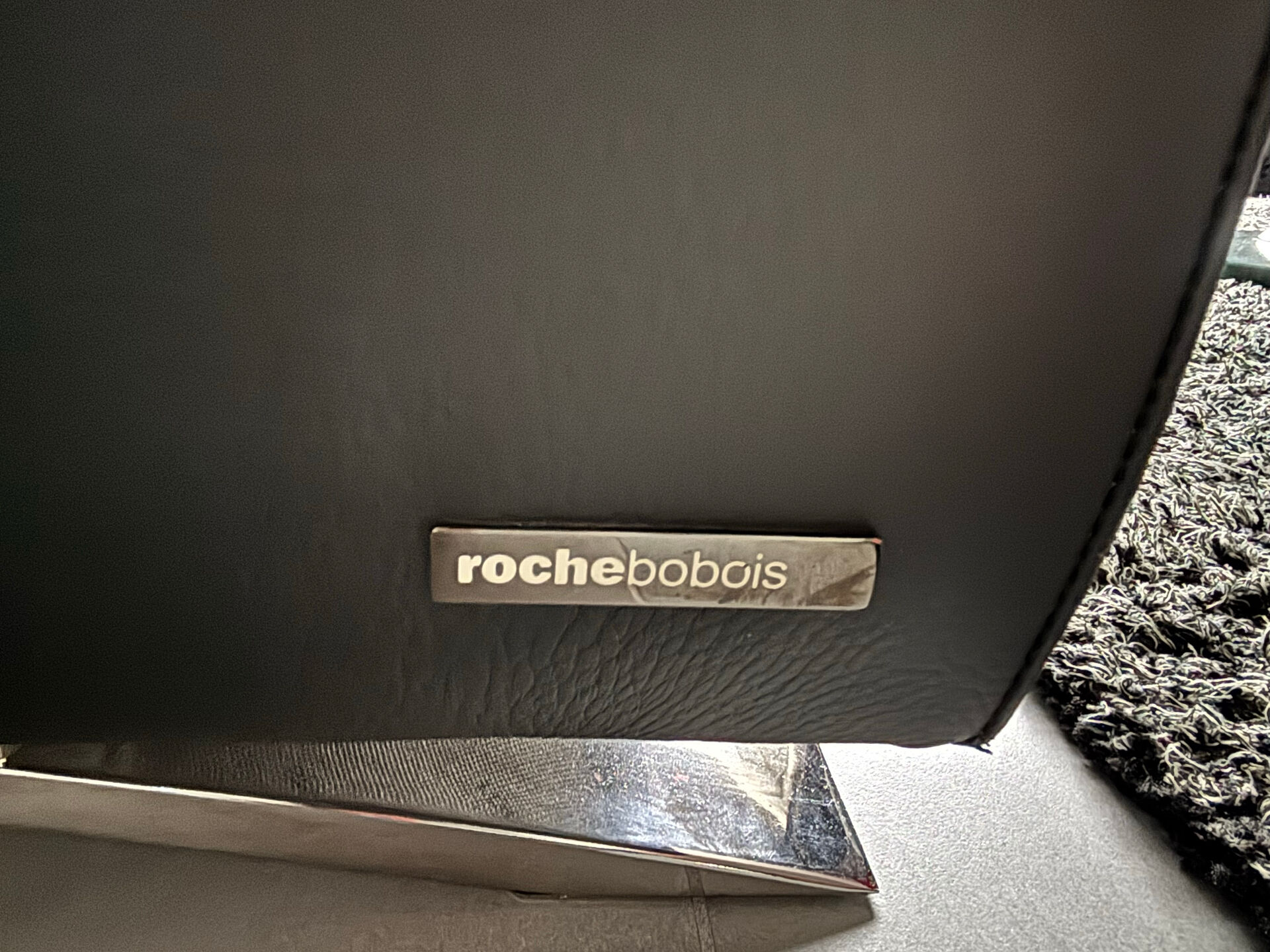 Black leather 3-seater sofa Roche Bobois