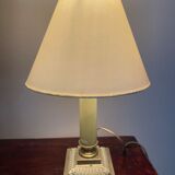 Lampe a poser laiton et marbre vert avec abat jour