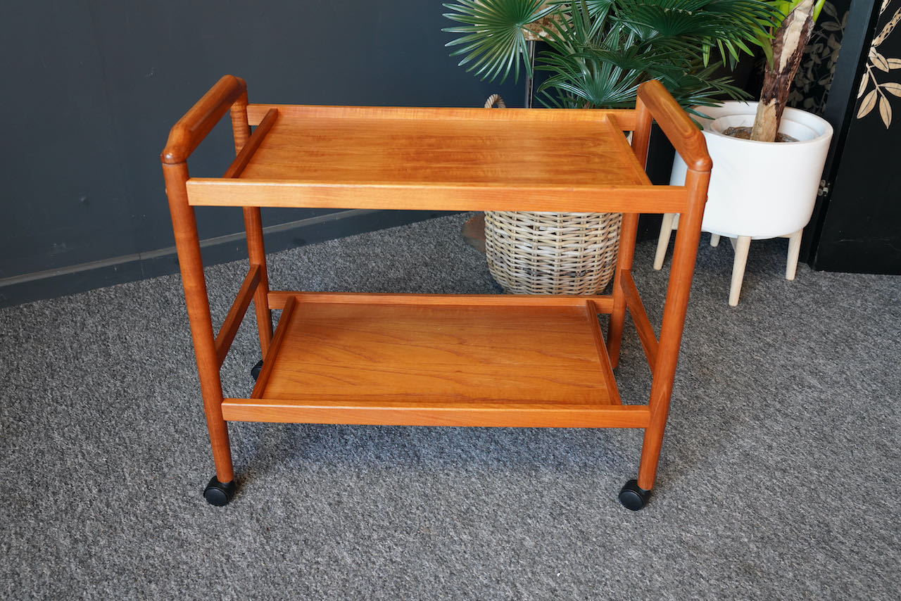 Mid century danish vintage hostess serving drinks trolley in teak