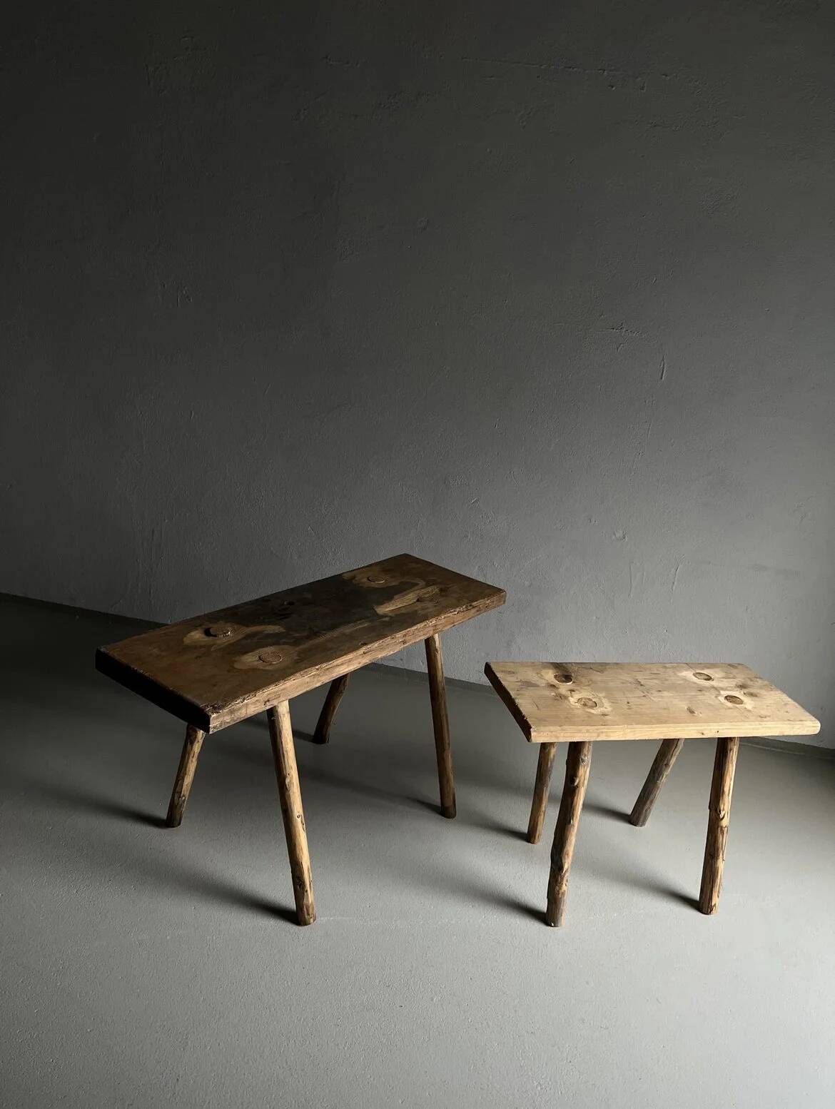 Rustic carved wood bench | Belgium | 1900s