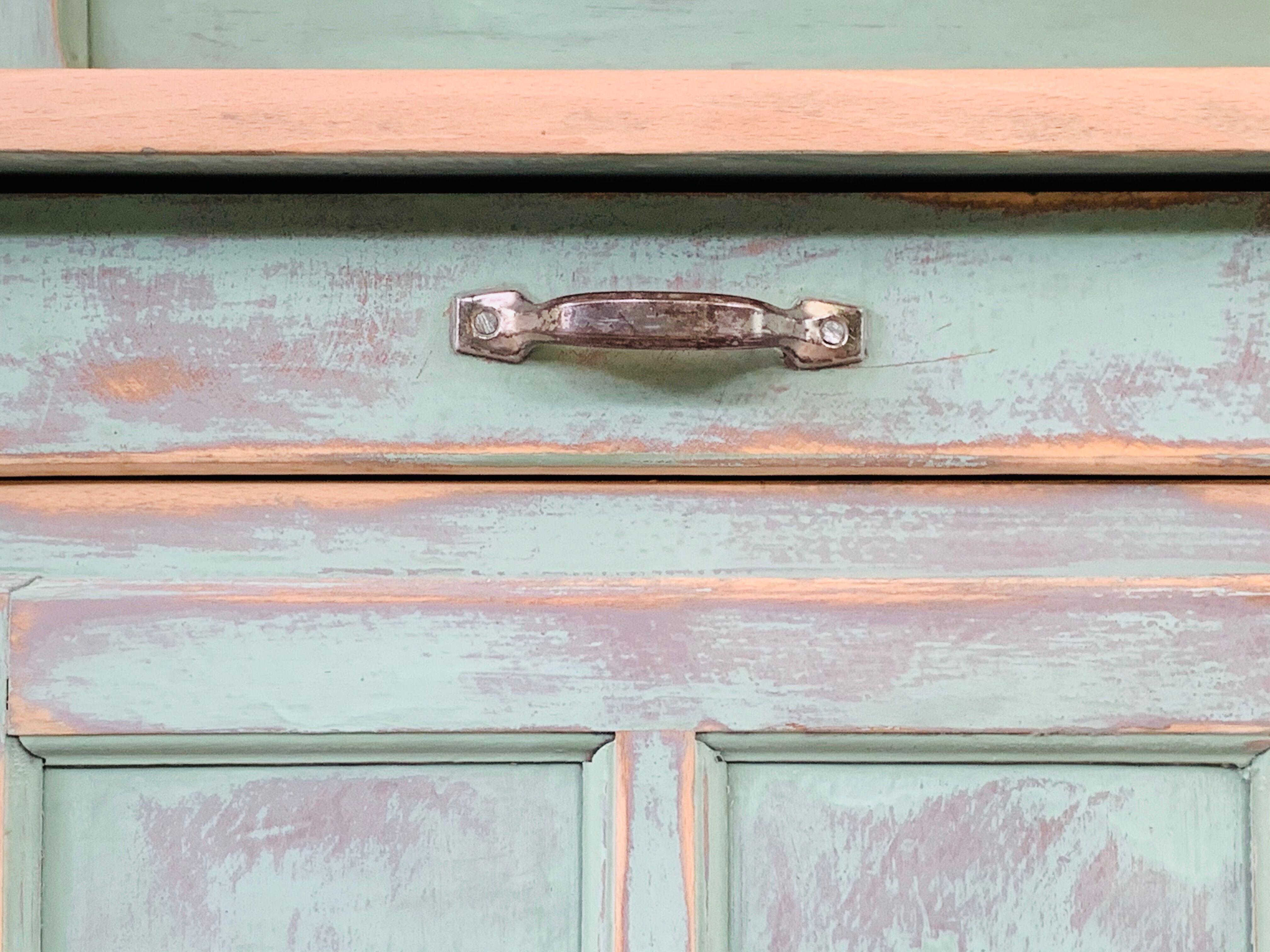 Parisian buffet patine celadon green and bluish grey