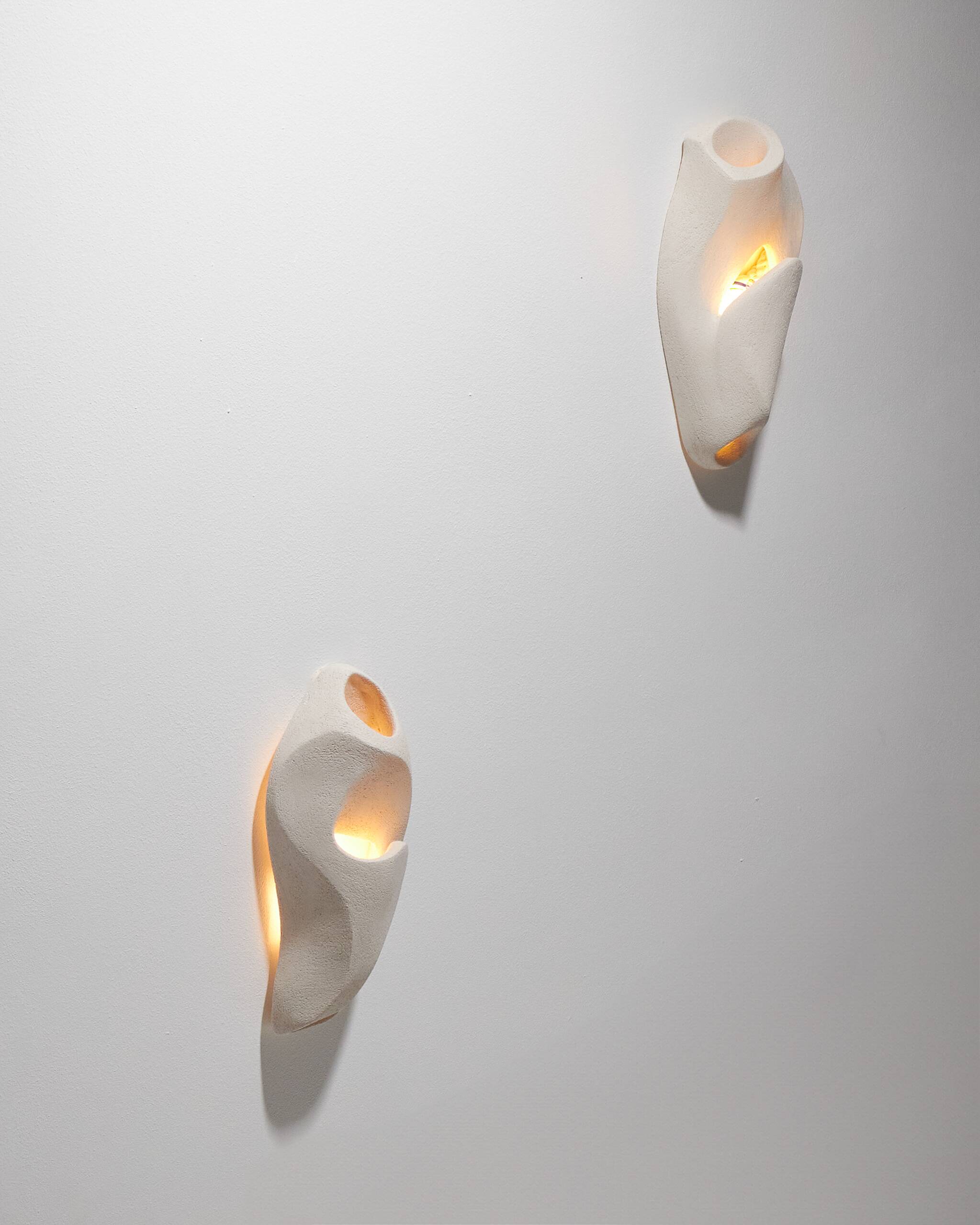 Coral 2 white stoneware wall light