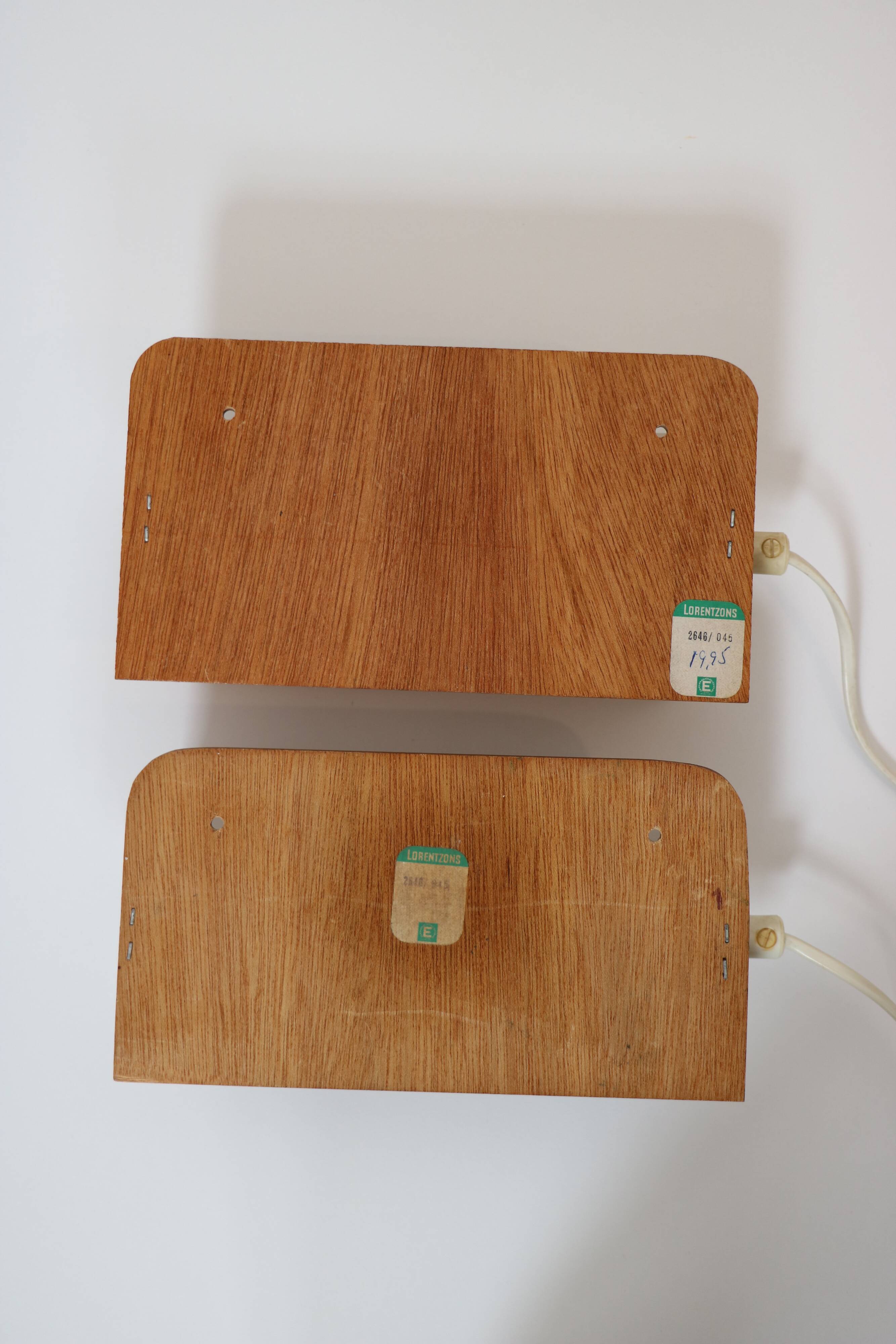 Pair of Scandinavian adjustable teak wall lights 1960