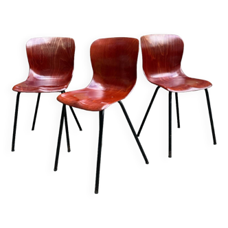 Série de 3 chaises Elmar Flototto pour Pagholz 1956