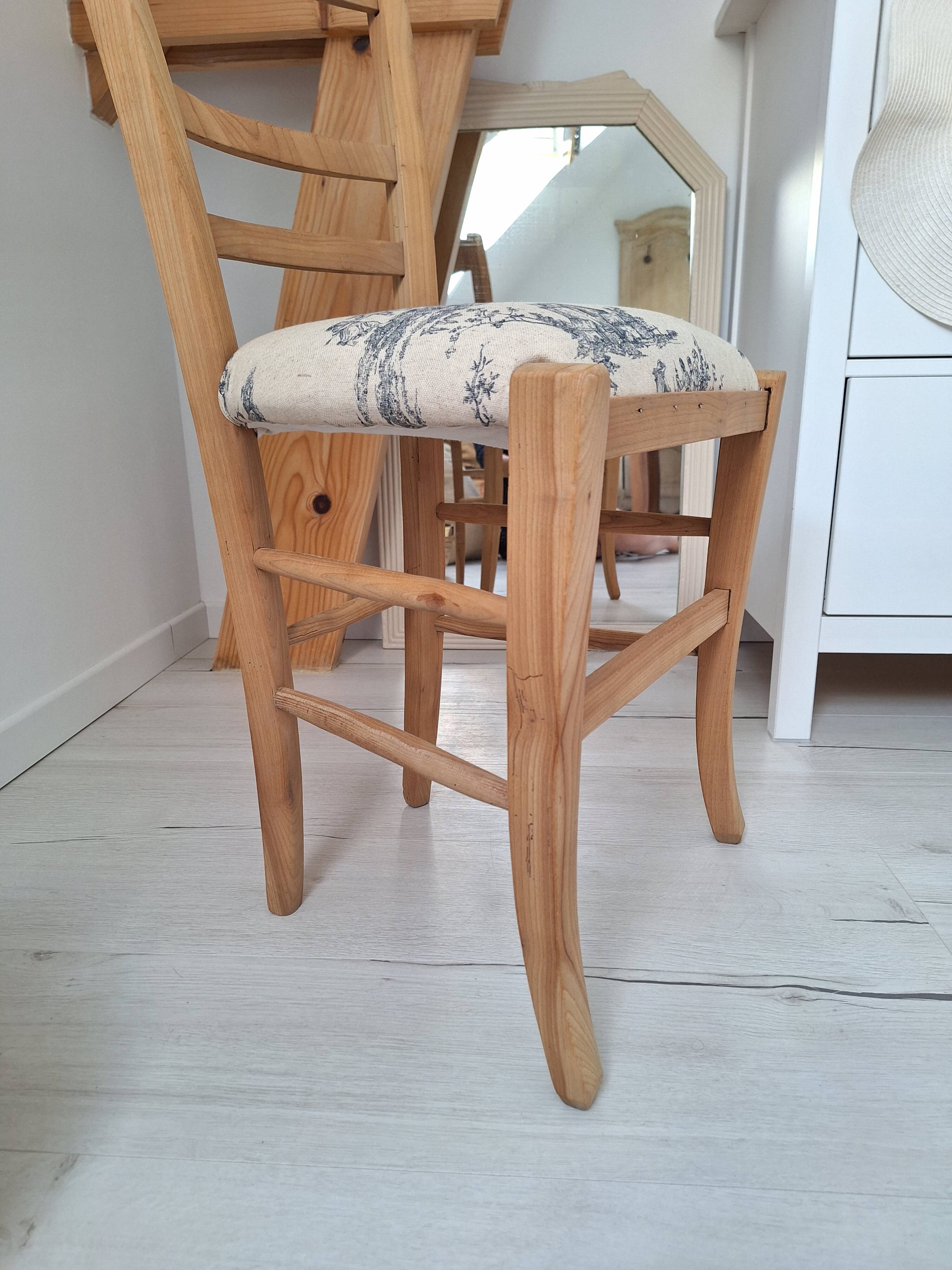 Chaise de campagne en toile de Jouy bleu