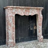 Louis XV Pompadour style fireplace in red Rance marble circa 1880