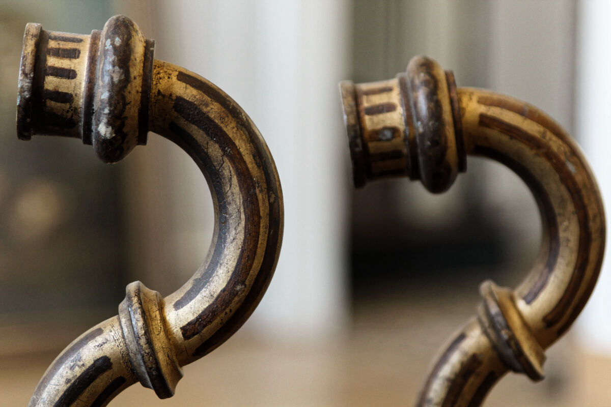 Pair of sconces - art deco wooden candle holders