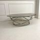 Table basse ronde en chrome et verre fumé, Miniforms "Swirl", Made in Italy
