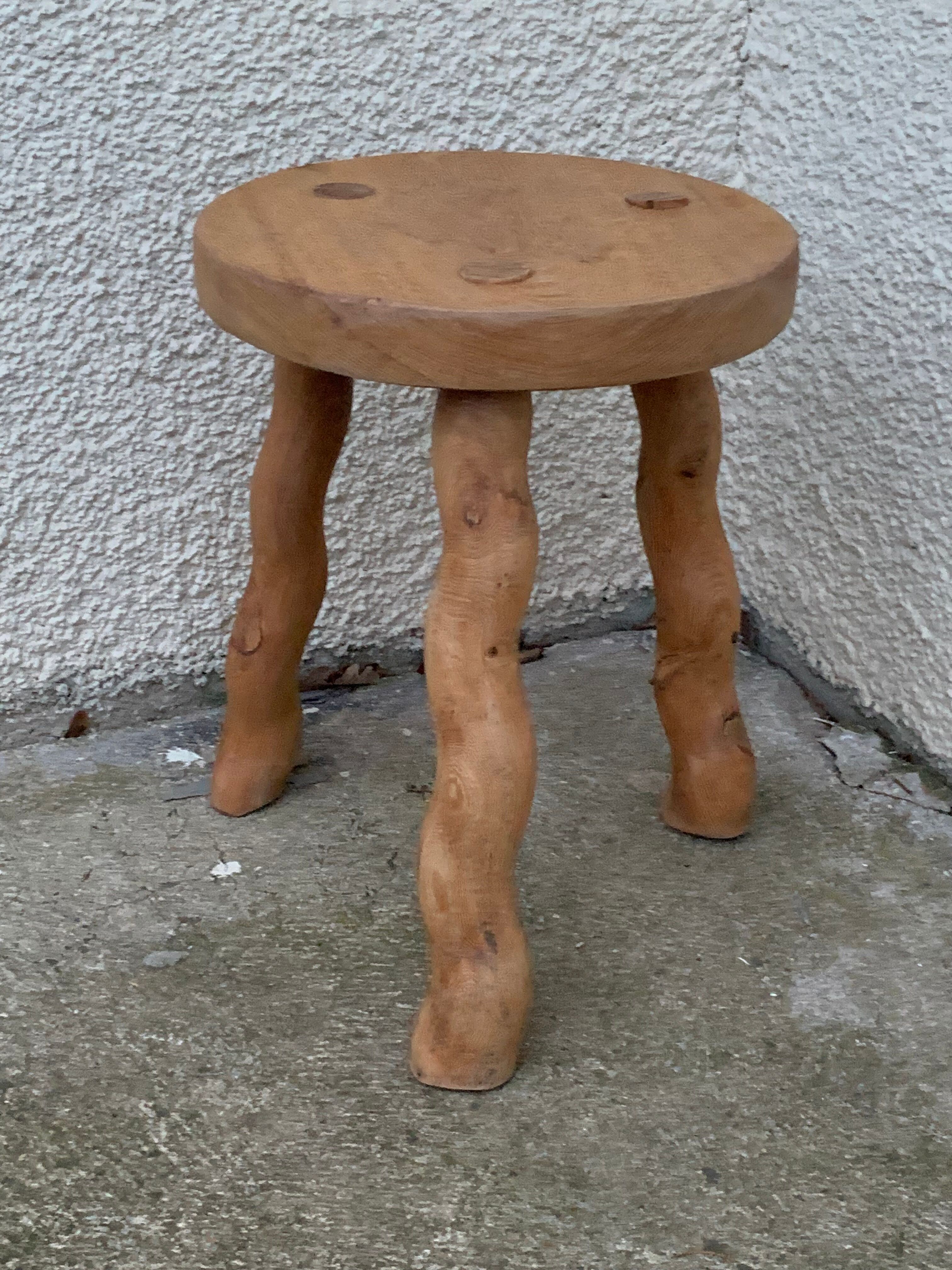 Vintage turned leg tripod stool 1960