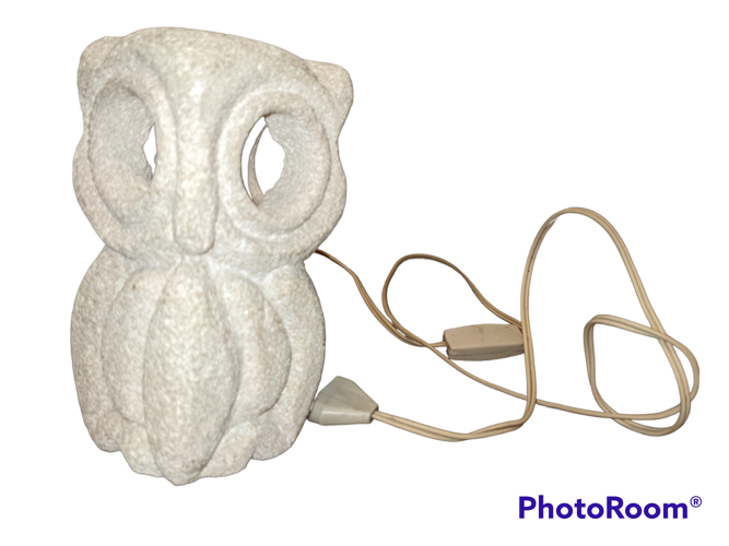 Lampe Albert Tormos en pierre sculptée vintage hibou chouette