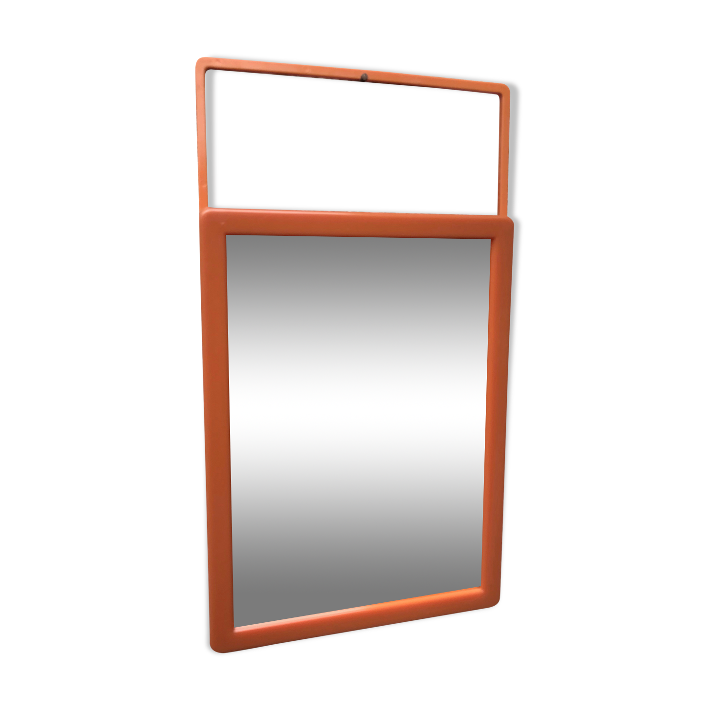 Orange vintage barber mirror 14x19cm