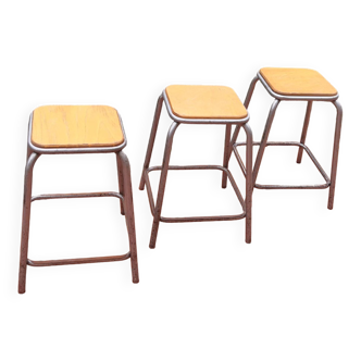 Industrial stools Green metal 1960s Set of 3