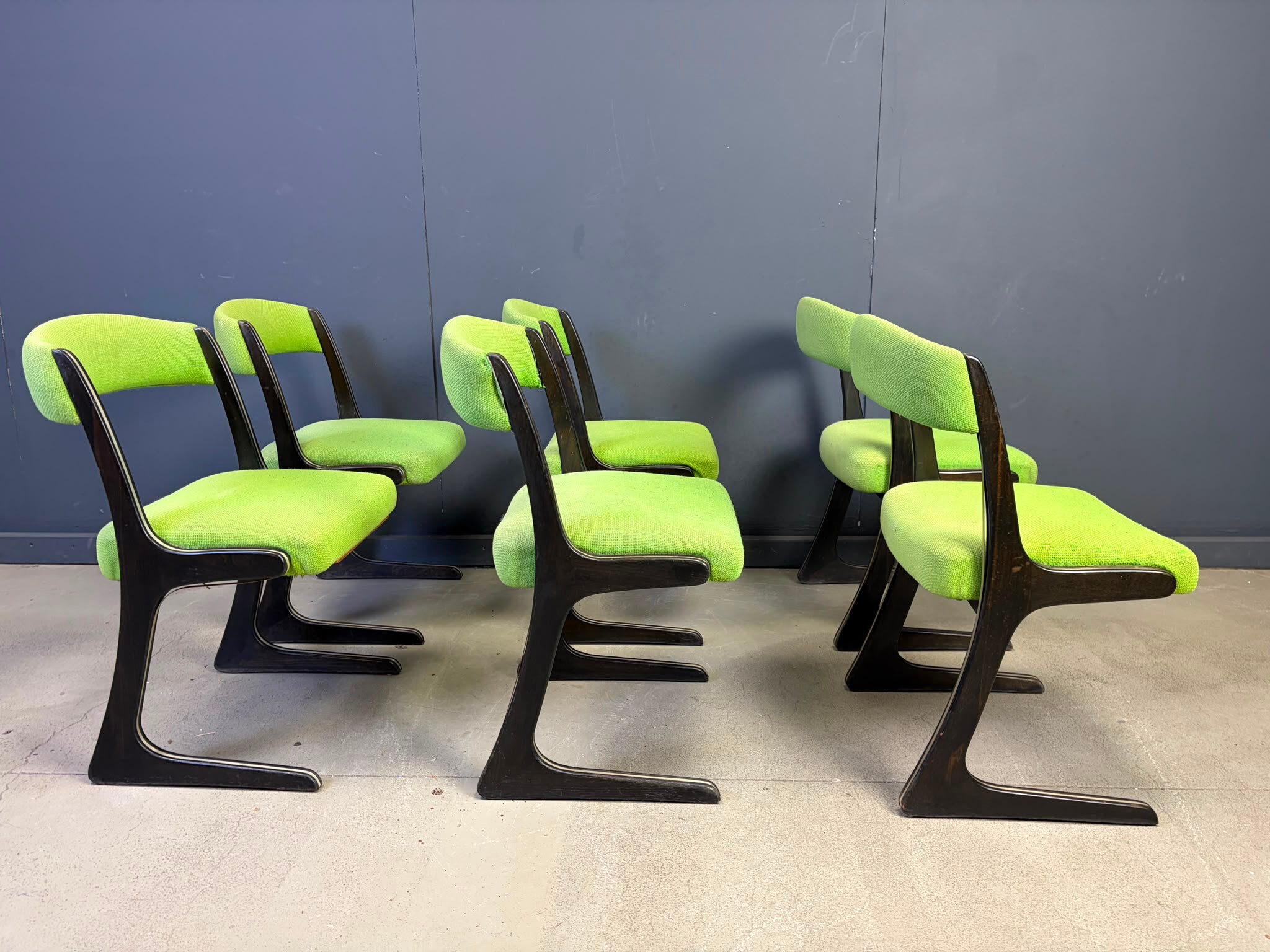 Set of 6 Kangaroo chairs by Emile Baumann, 1960s