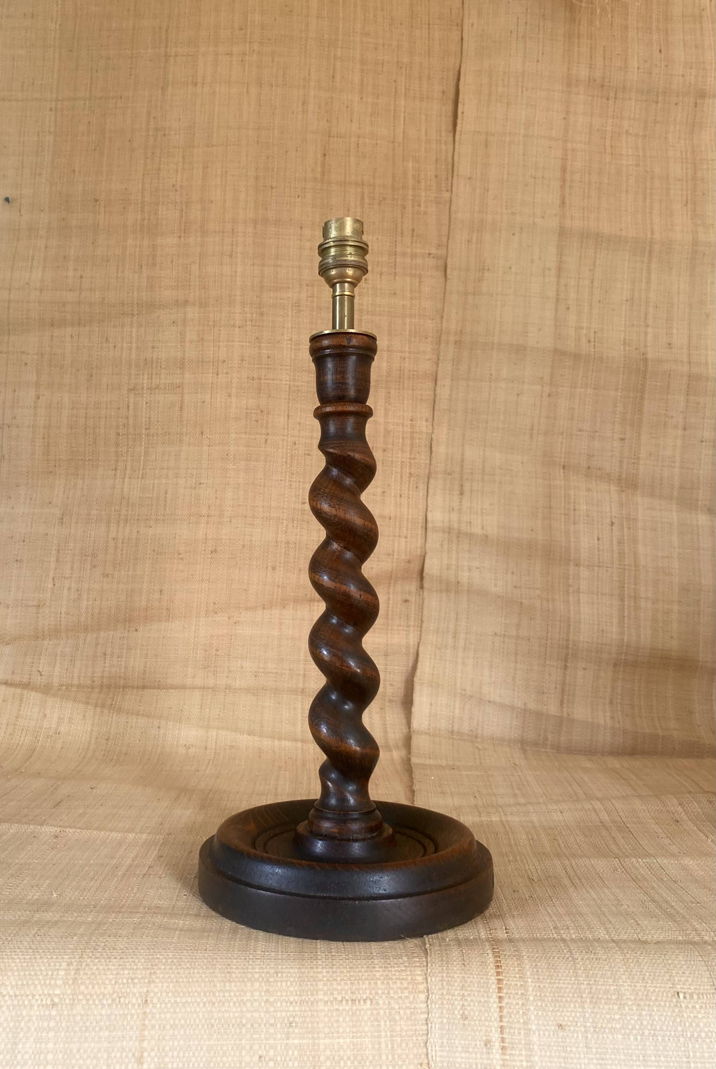 Wooden lamp base, 2-metre fabric cable.