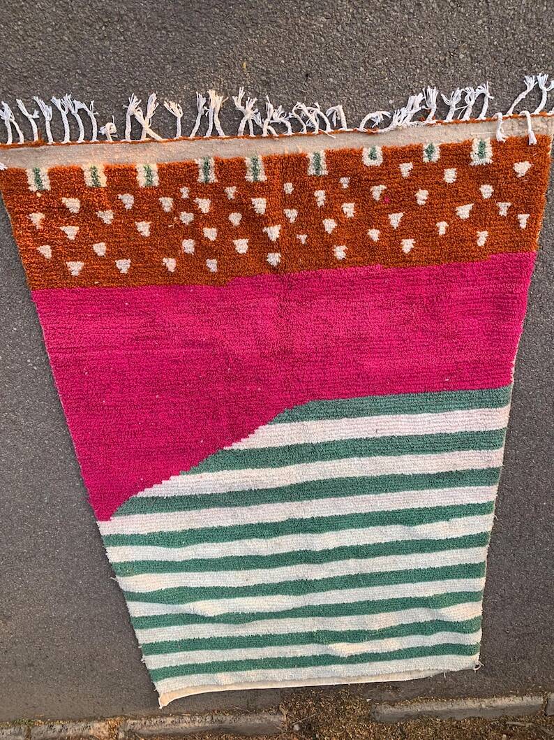 Handwoven Berber rug with traditional colorful patterns, size 150 x 250 cm