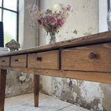Farmhouse table pine multi-drawers