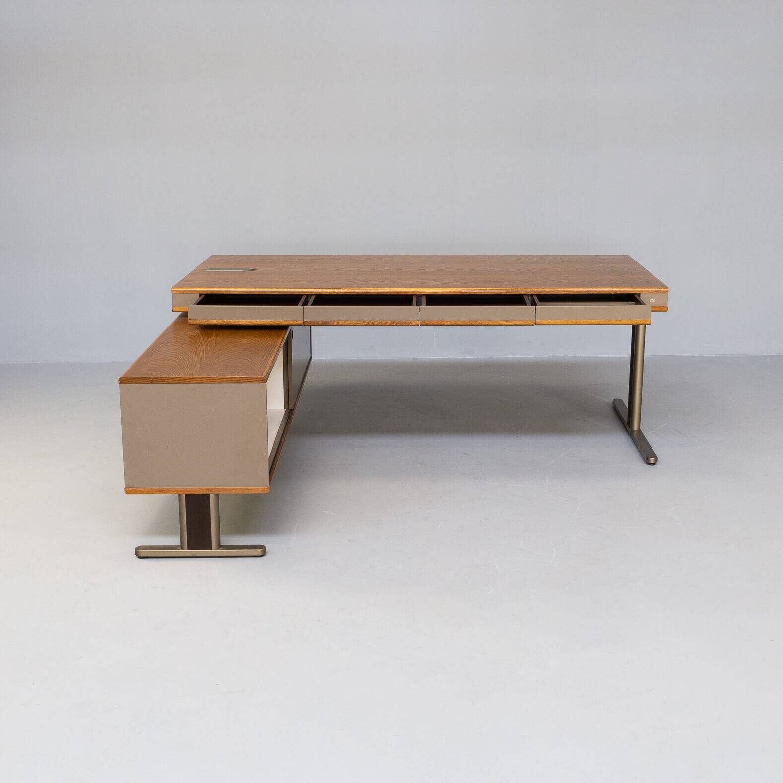 70s executive writing desk with side cabinet