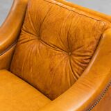 Coppia di poltrone in eco-pelle marrone anni ’50 vintage modernariato