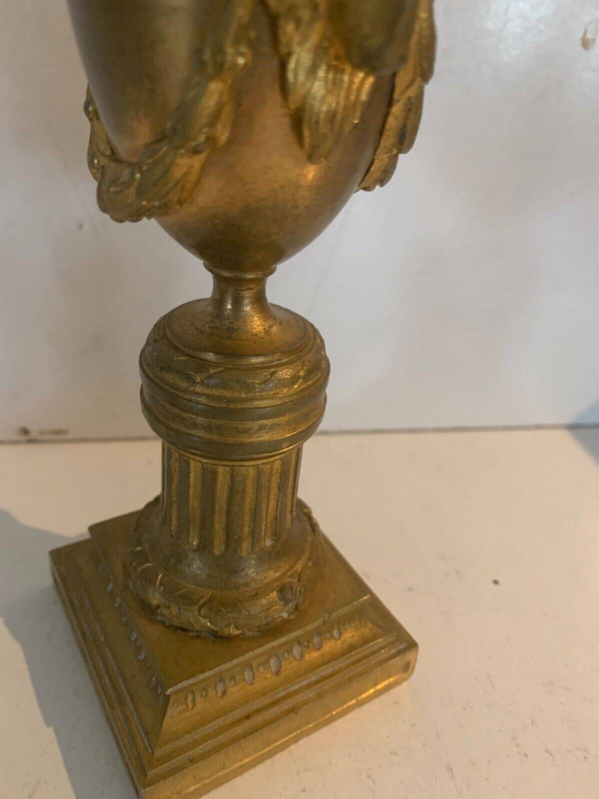 Pair of Louis XVI style candlesticks or covered vases in gilded bronze 20th century