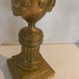 Pair of Louis XVI style candlesticks or covered vases in gilded bronze 20th century