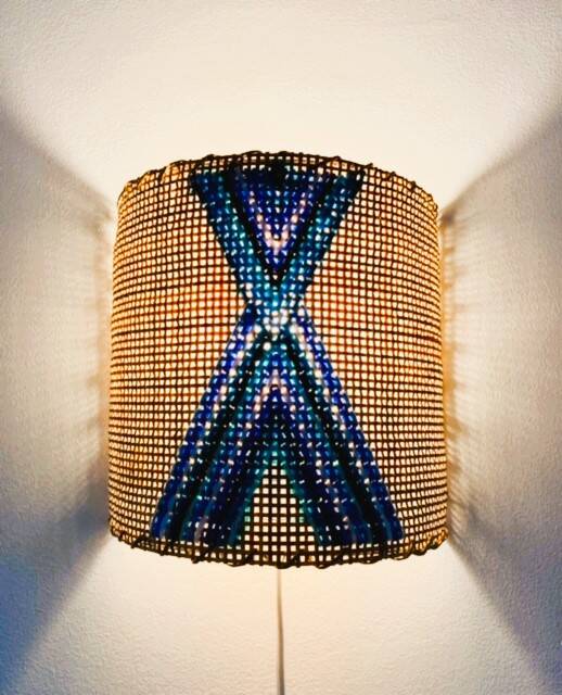 Embroidered rattan applique