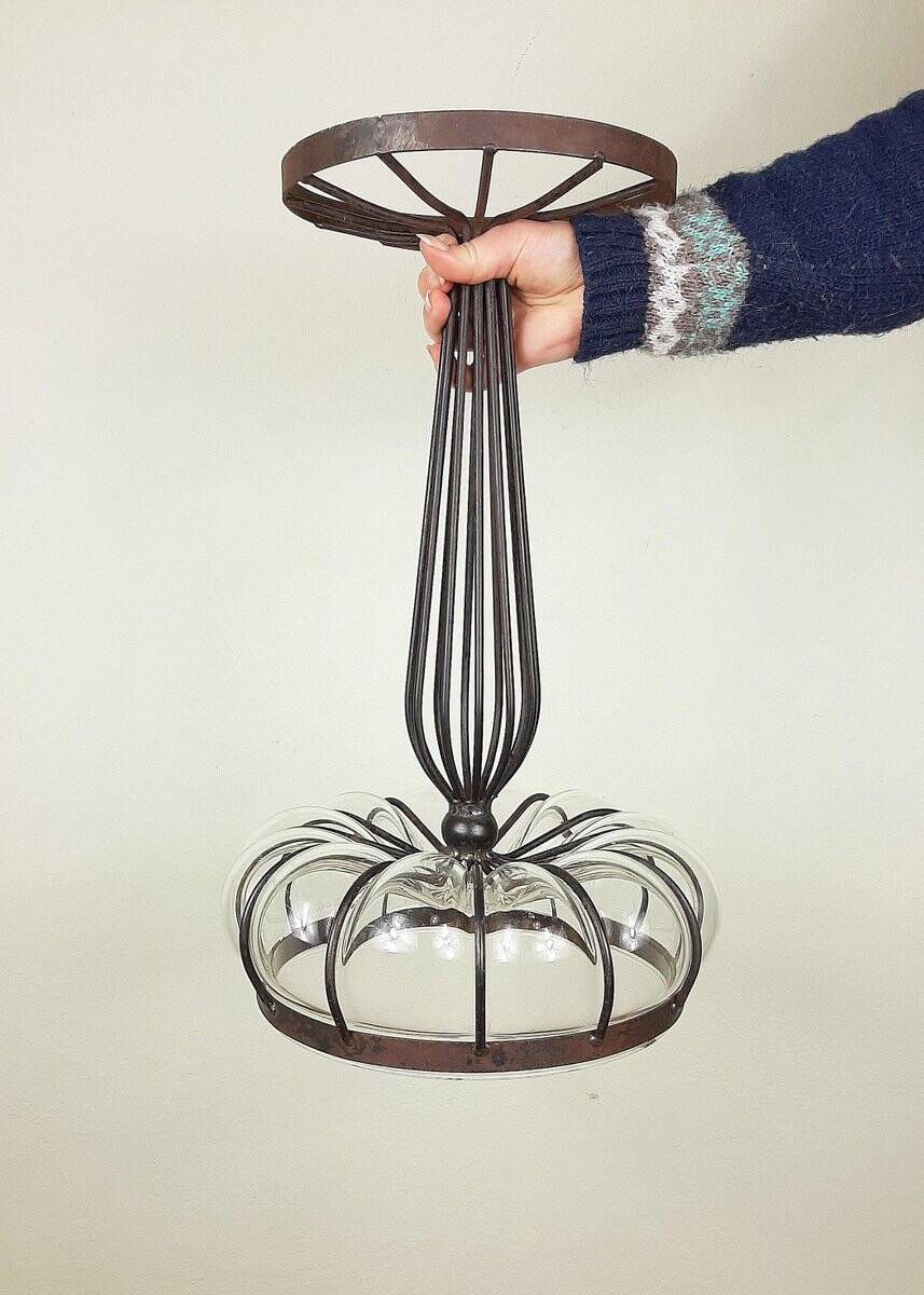 Vintage glass and metal vase, 1970s