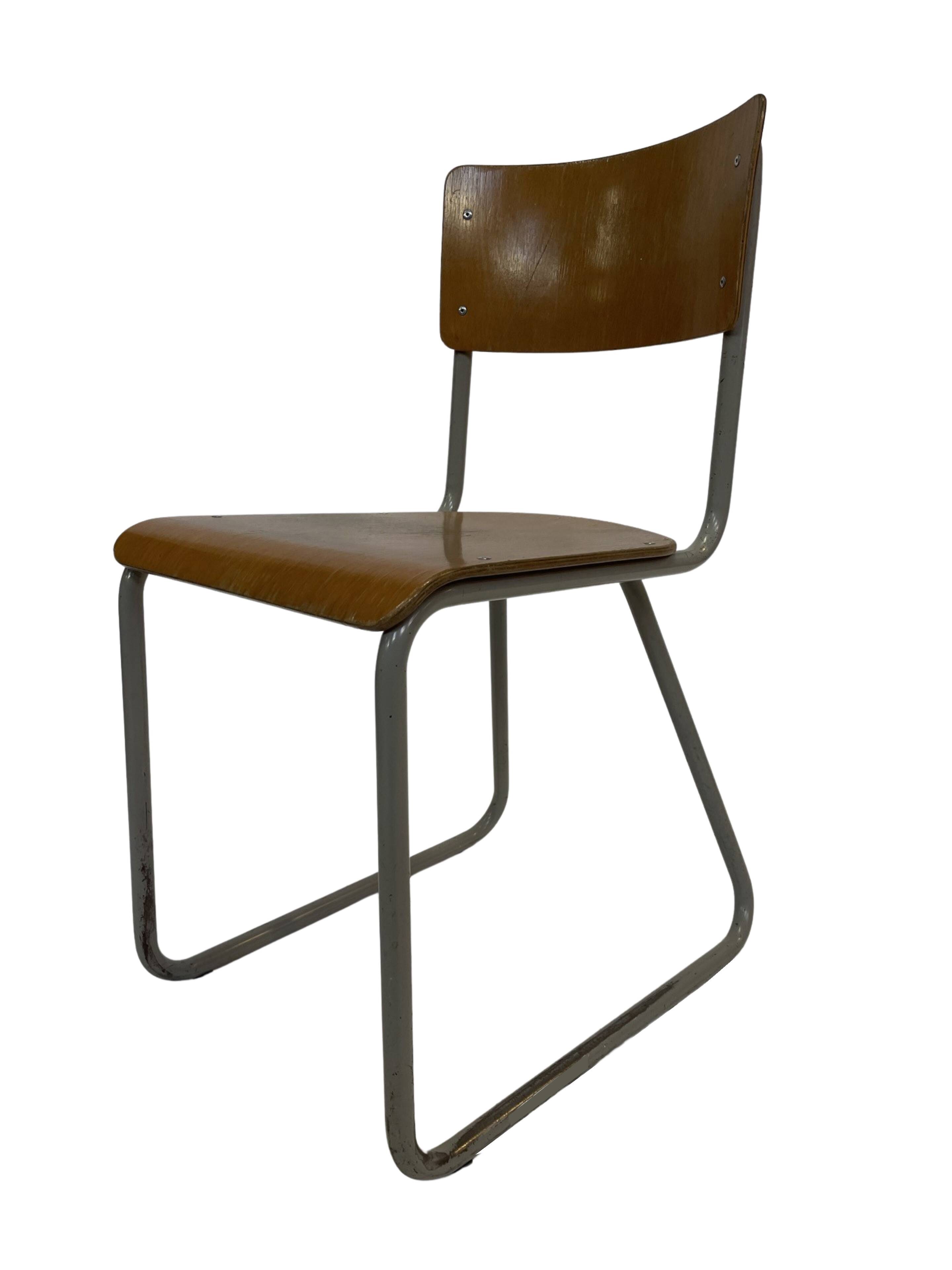Vintage school chair 1960s minimalist design wood and metal