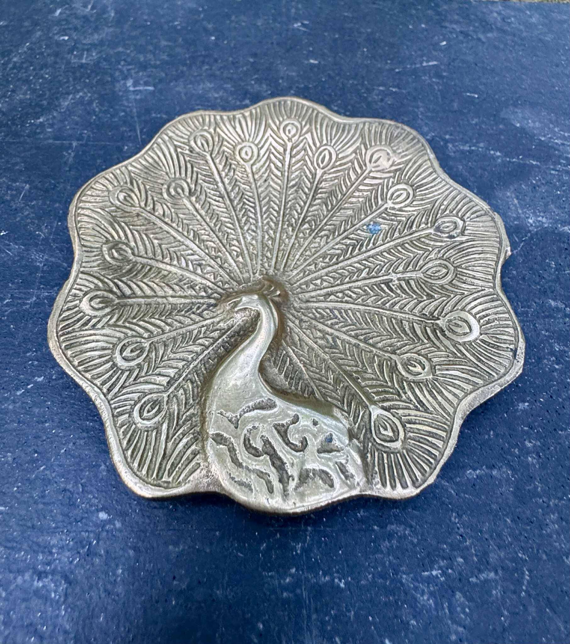 Vide poche en laiton paon Art Nouveau