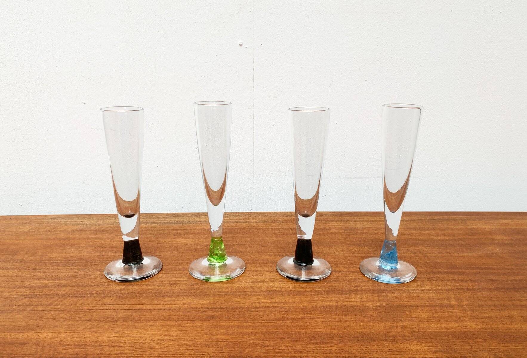 German Champagne Glasses by Regina Kaufmann for Glashagen Hütte, Set of 4
