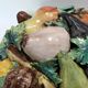 Coupe fruits et légumes en trompe l'oeil en céramique fin 19e