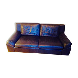 Sofa Kaufeld 2 places leather black California by Harlis
