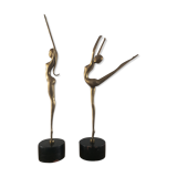 Duo de sculptures femmes danseuses en laiton
