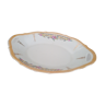 Plat ovale creux, coupe à fruits en porcelaine décor floral liseré orangé 2 anses
