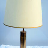 Lampe de table vintage pied cylindre en bronze
