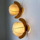 Pair of Italian "Cocoon" wall lights, resin and pine wood, circa 1970