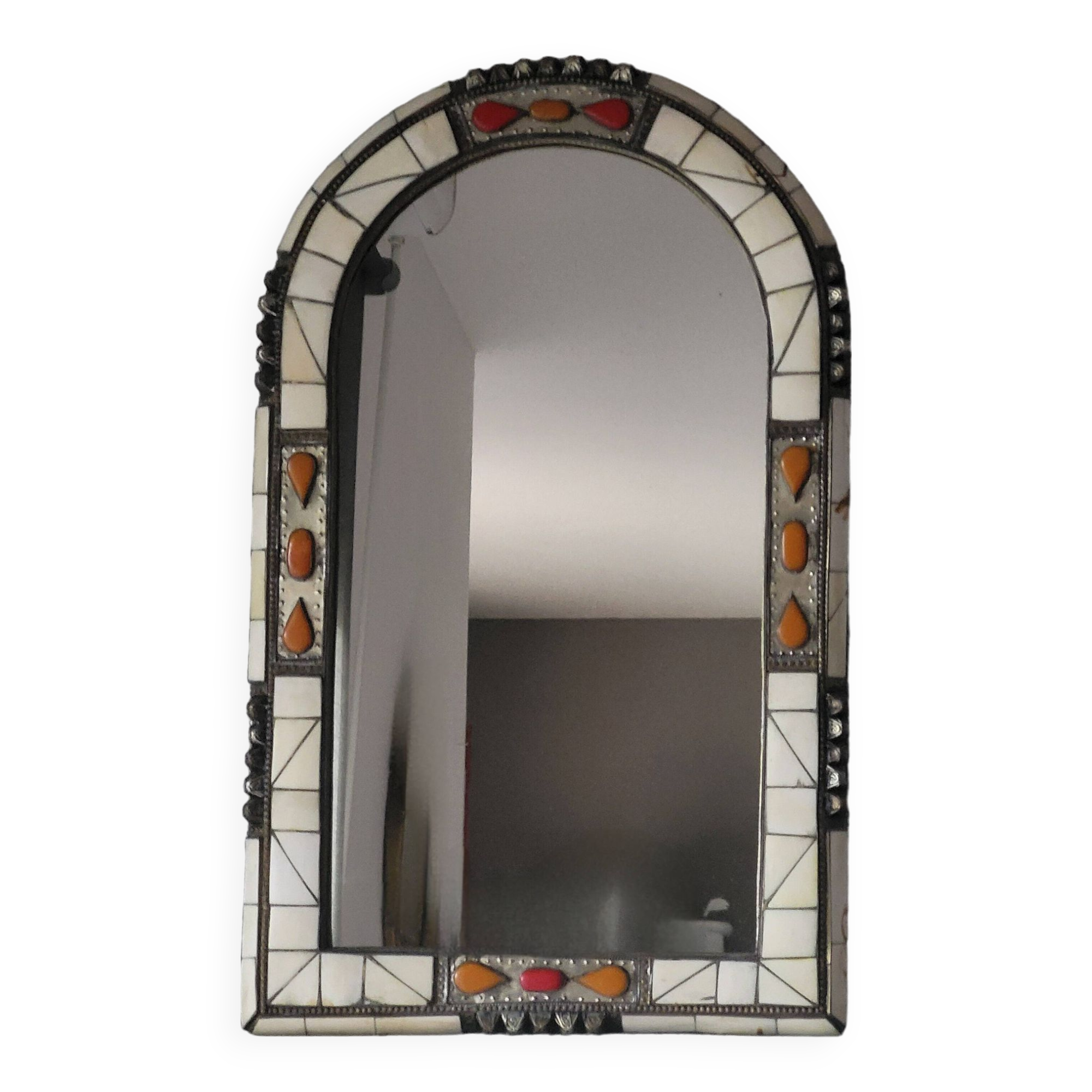 Ethnic bone and stone mirror