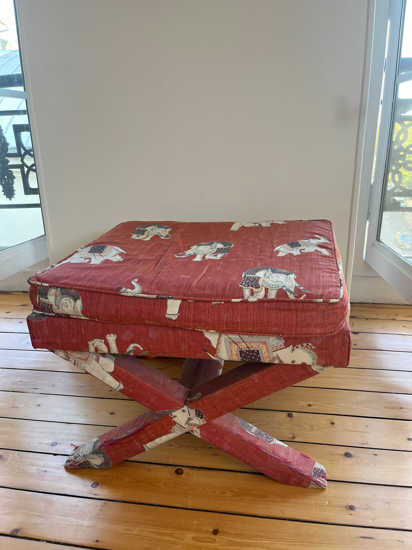 Stone Frey fabric stool for the living room.