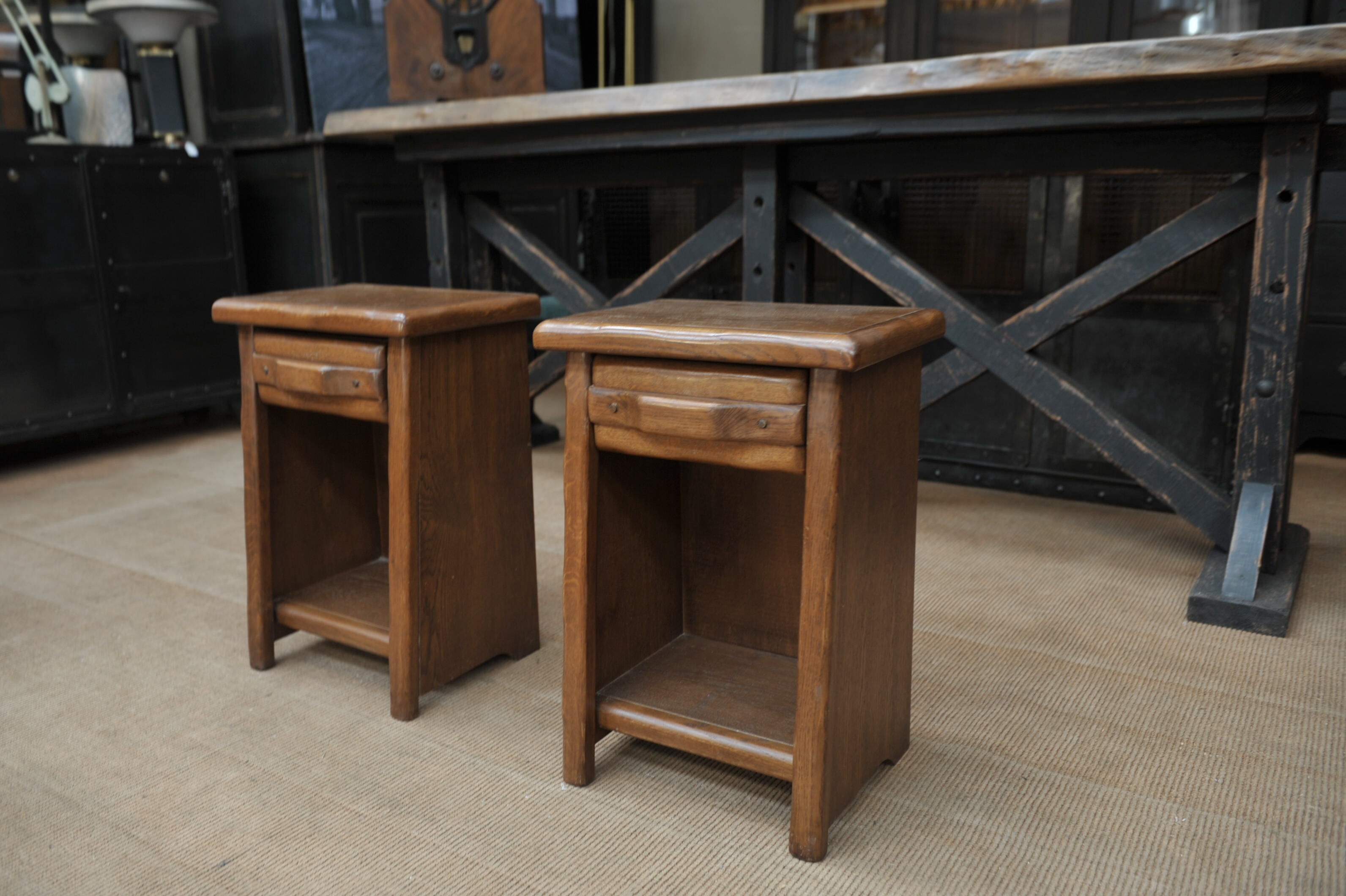 Pair of oak bedsides 1970