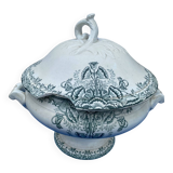 Soupière ancienne en faïence de St Amand décor floral Lebacqz Bouchard