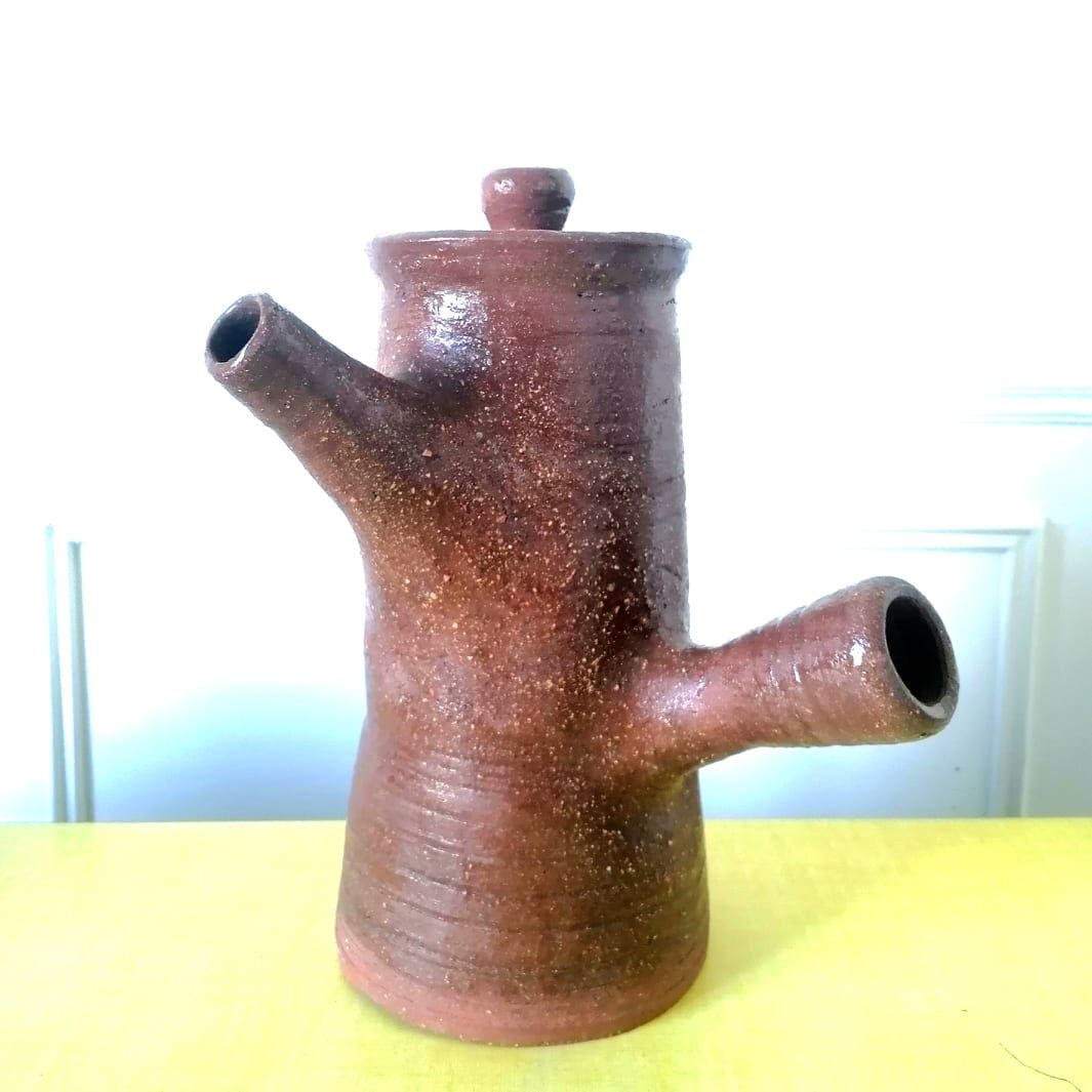 Teapot signed in terracotta 1960s