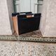 Vintage Brabantia magazine rack in black leather