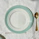5 small vintage French porcelain plates, white and green, Céranord