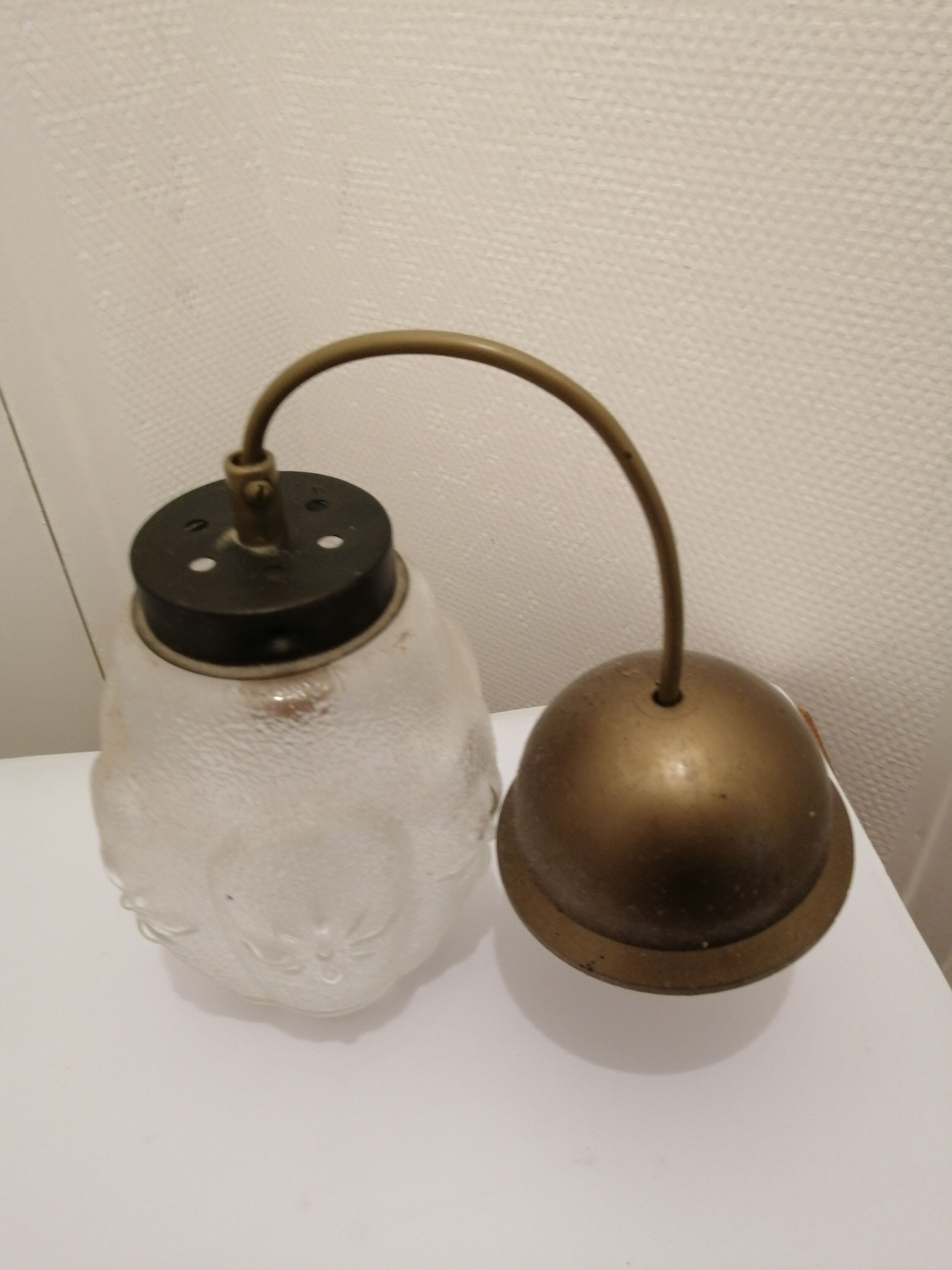 Pair of glass hanging lamps