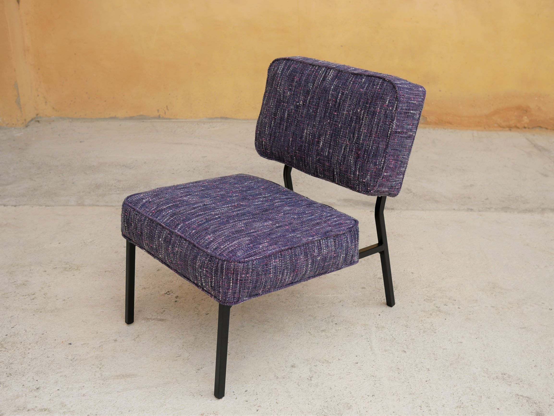 Vintage modernist metal foot armchair