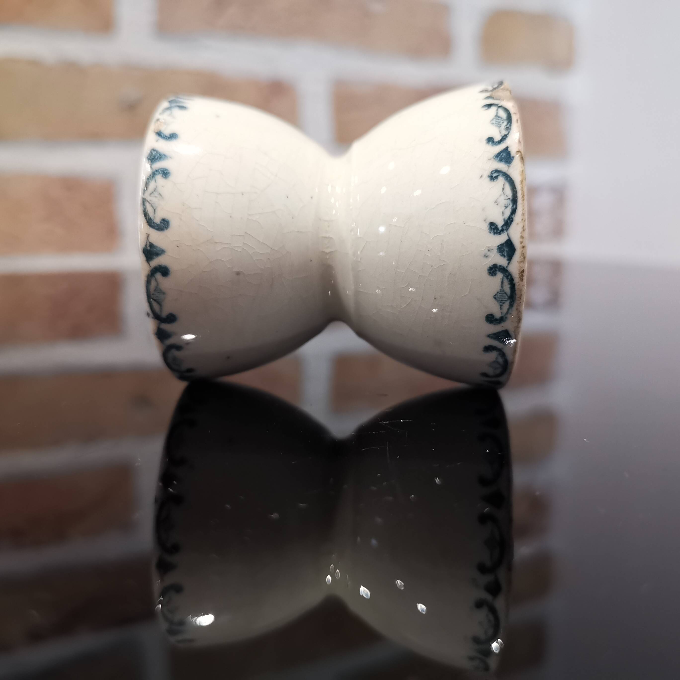 Vintage blue earthenware egg cup