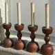 Series of 4 old large wooden candlesticks/brutalist