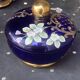 Perfume bottles, in hand-painted blue Bohemian crystal, antique.