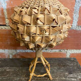 Vintage 50s Tiki Rattan Lamp + Woven Natural Fibre Ball